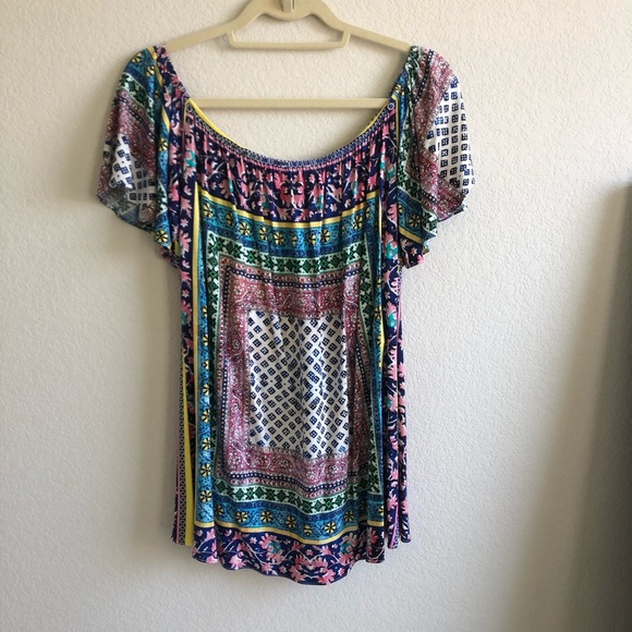 Sky Boho Top On/Off Shoulder Size L free shipping - Picture 1 of 5